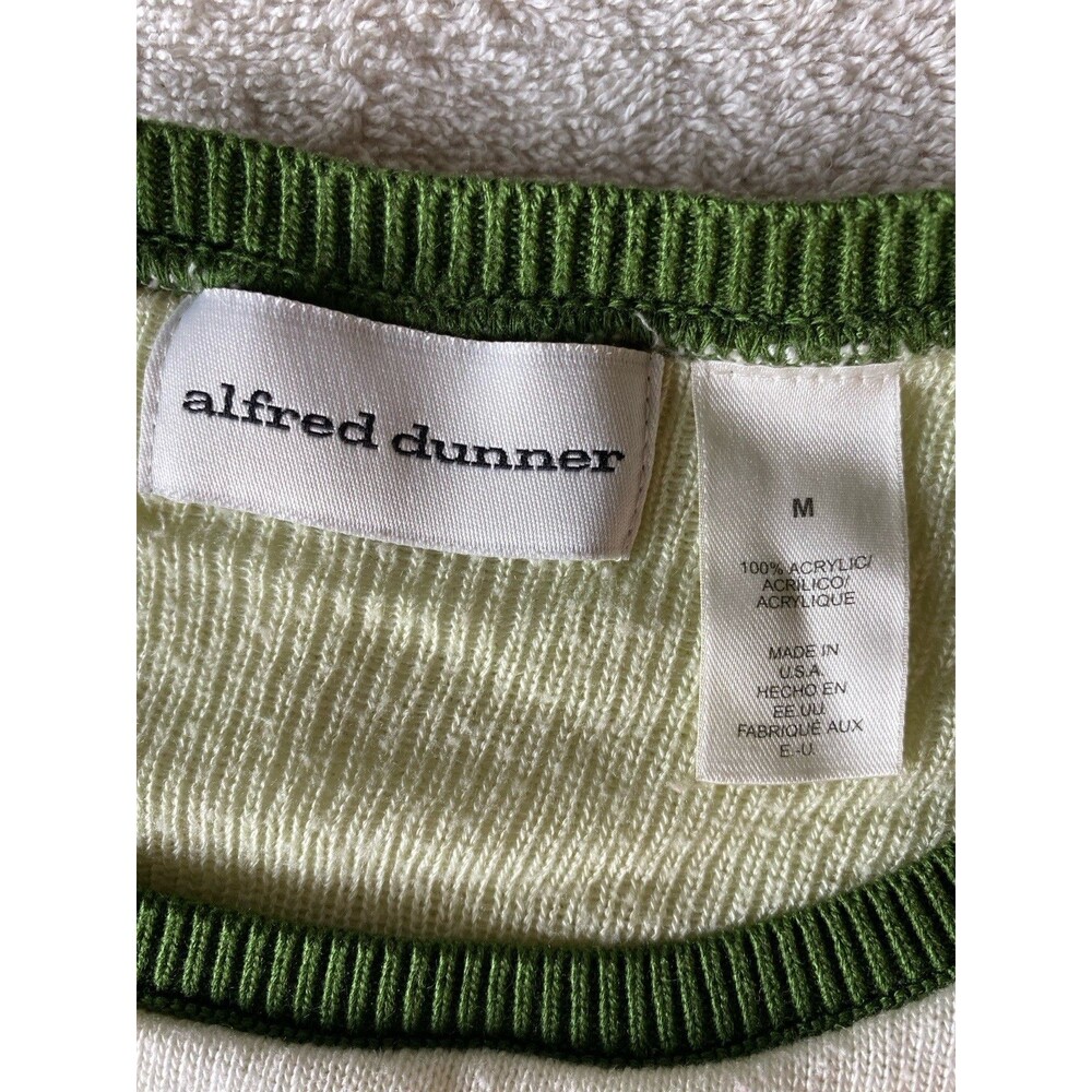 Alfred Dunner Women's Sz M Green White Layered Argyle Short Sleeve Sweater Top - Picture 8 of 10